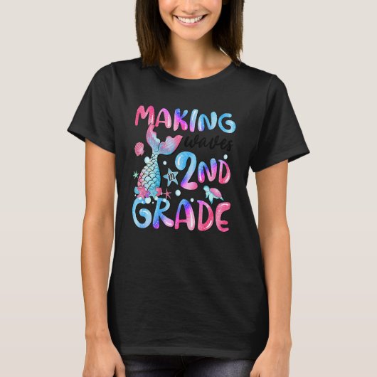 Making Waves In 2nd Grade Fish Tail Tie Dye Back T Tシャツ (正面)