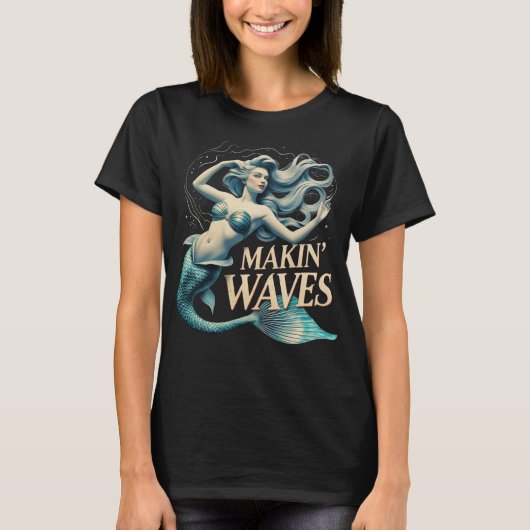 Making Waves Mermaid: Whimsical Ocean Lover Tシャツ (正面)