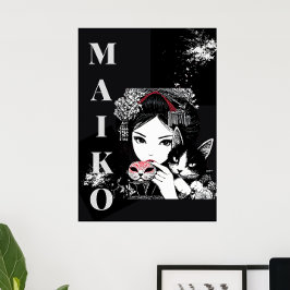 MAKO Maiko Geisha Cherry Blossoms Japanese ポスター