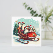 MAKOM1000-Christmas - Penguins in Christmas Sleigh カード (スタンド正面)