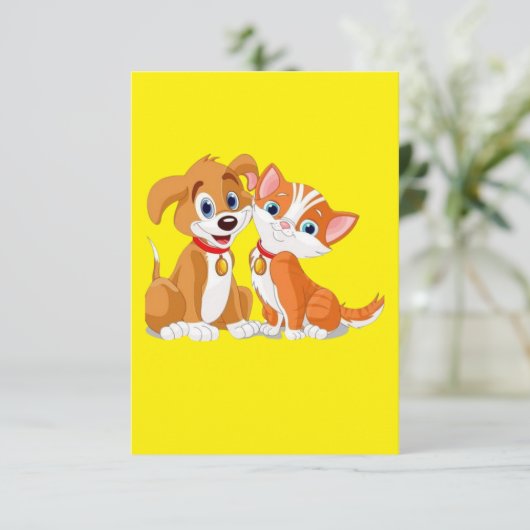 MAKOM ART – かわいい犬と猫のイラストレーション感謝していY サンキューカード (スタンド正面)