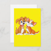 MAKOM ART – かわいい犬と猫のイラストレーション感謝していY サンキューカード (正面/裏面)