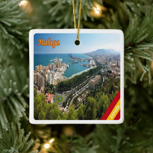 MALAGA,スペイン,ヨーロッパのzES032パノラマ セラミックオーナメント (ツリー)
