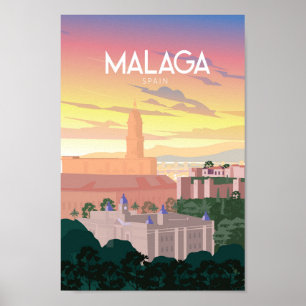 Malaga Spain travel poster ポスター