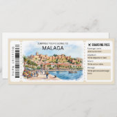 Malaga Spain Trip Boarding Pass Ticket 招待状 (正面/裏面)