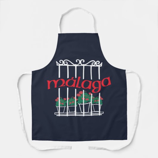 Malaga, window with flowers エプロン (正面)