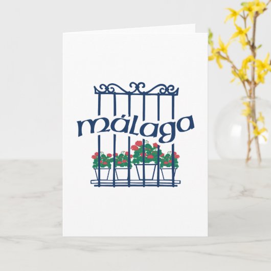 Malaga, window with flowers カード (黄色い花)