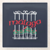 Malaga, window with flowers ガラスコースター (正面)
