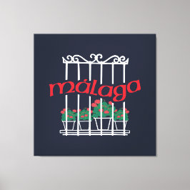 Malaga, window with flowers キャンバスプリント