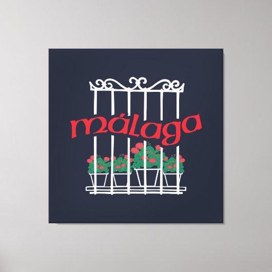 Malaga, window with flowers キャンバスプリント (正面)