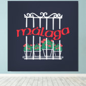 Malaga, window with flowers キャンバスプリント (インサイチュ (ウッドフロア))