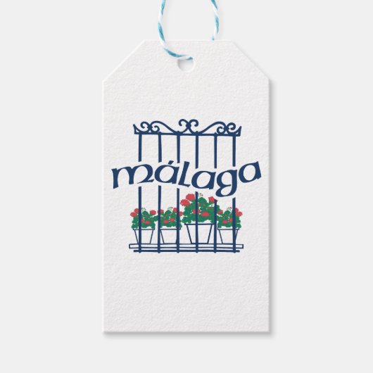 Malaga, window with flowers ギフトタグ (正面)