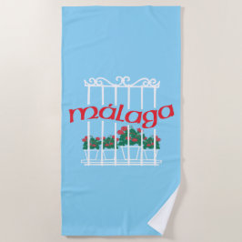 Malaga, window with flowers ビーチタオル