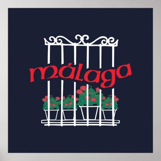 Malaga, window with flowers ポスター (正面)