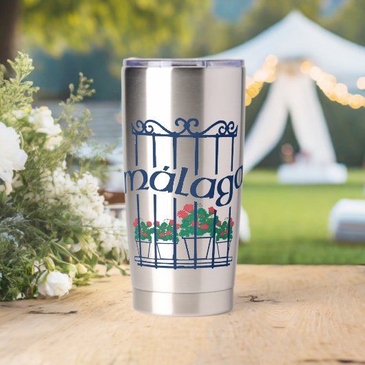 Malaga, window with flowers 保温保冷タンブラー (ウェディング (回転後))