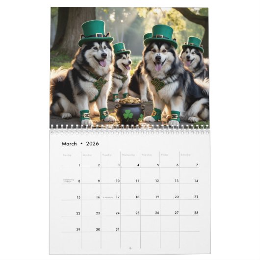 Malamute Calendar カレンダー (3月 2026)