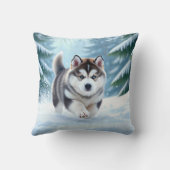 Malamute Pup in the Snow クッション (裏面)