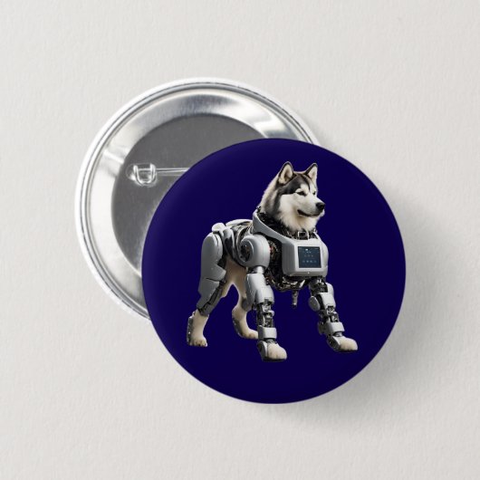 Malamute Robot Button 缶バッジ (正面&裏面)