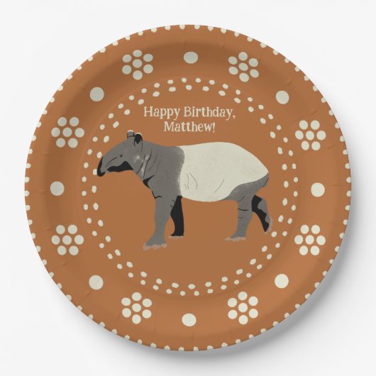 Malayan or Asian Tapir Custom Message ペーパープレート (正面)