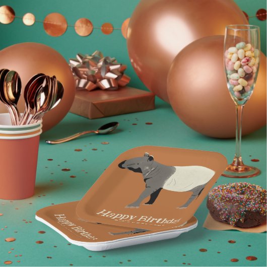 Malayan or Asian Tapir Personalized Party ペーパープレート (複数)