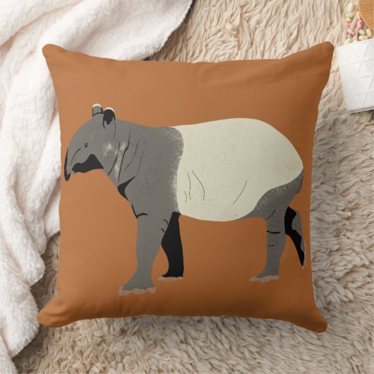 Malayan Tapir Animal Graphic Cinnamon Orange クッション (ブランケット)