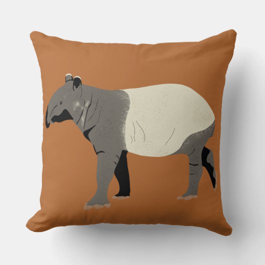 Malayan Tapir Animal Graphic Cinnamon Orange クッション (正面)