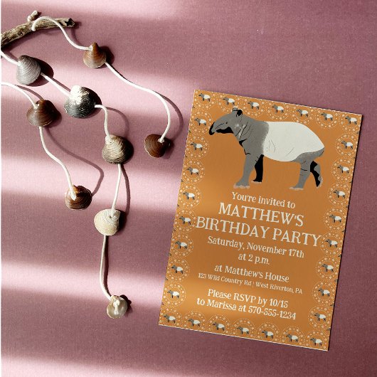 Malayan Tapir Custom Birthday Party 招待状