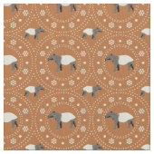 Malayan Tapirs Animal Patterned Cinnamon Orange ファブリック (クローズアップ)