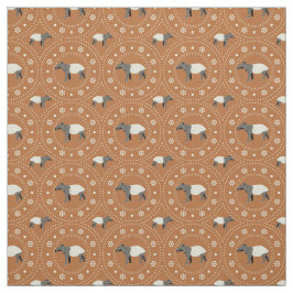 Malayan Tapirs Animal Patterned Cinnamon Orange ファブリック