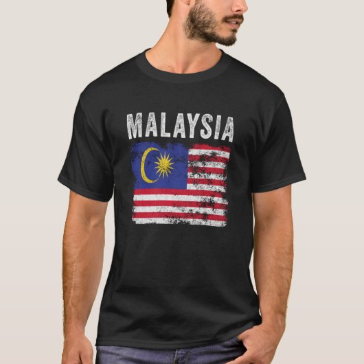 Malaysia Flag Distressed Men Women Kids Malaysian  Tシャツ (正面)