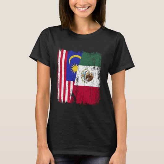 Malaysia Mexico Half Flag Malaysian Mexican Herita Tシャツ (正面)