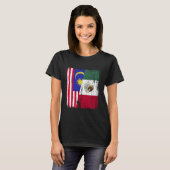 Malaysia Mexico Half Flag Malaysian Mexican Herita Tシャツ (正面フル)