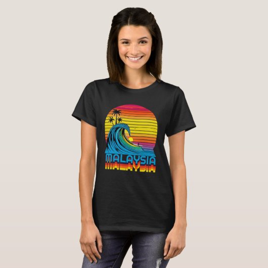 Malaysia Retro Throwback Surf & Malaysian Beach So Tシャツ (正面フル)