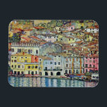 Malcesine on Lake Garda By Gustav Klimt マグネット<br><div class="desc">Malcesine on Lake Garda (1913) by Gustav Klimt is a vintage Victorian Era Art Nouveau fine art symbolism painting. A beautiful view of the Italian city of Malcesine with buildings and houses on the edge of the harbor. The homes and boats cast a reflection in the calm water. You can...</div>