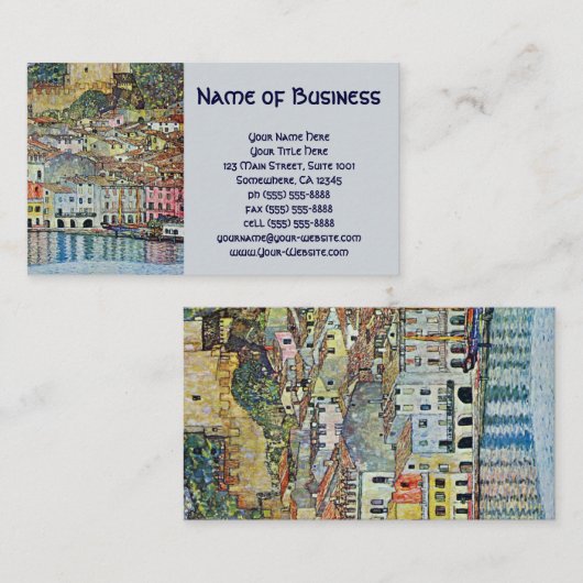 Malcesine on Lake Garda、Gustavクリムト、ヴィンテージアート 名刺 (正面/裏面)