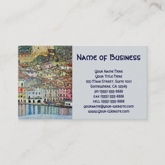 Malcesine on Lake Garda、Gustavクリムト、ヴィンテージアート 名刺 (正面)