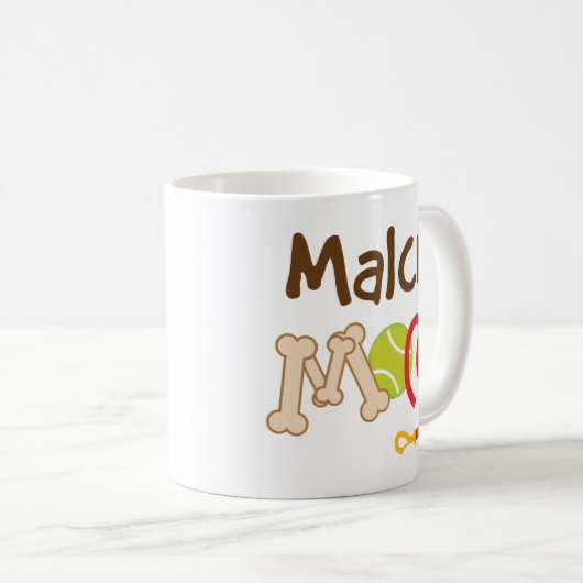 Malchi犬の品種お母さんのギフト コーヒーマグカップ (正面右)