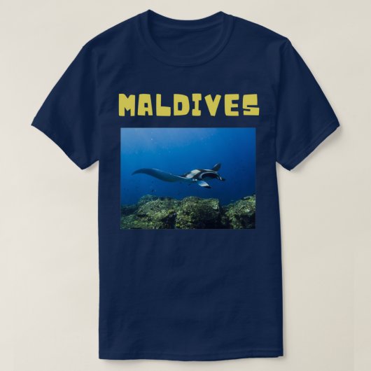 Maldives cute manta ray diving tシャツ (デザイン正面)