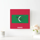 Maldives Flag Dazzling Patriotic スクエア壁時計 (ホーム)