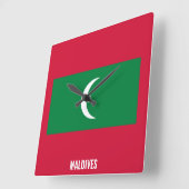 Maldives Flag Dazzling Patriotic スクエア壁時計 (傾斜)
