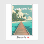 Maldives Illustration Travel Art Vintage シール (シート)