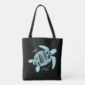 Maldives Sea Turtle - Tropical Blue Typography トートバッグ (裏面)