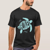 Maldives Sea Turtle - Tropical Blue Typography Tシャツ (正面)