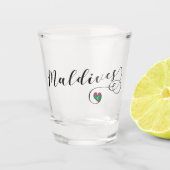 Maldivianモルディブの旗のハート ショットグラス (正面)