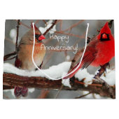 male and female cardinals anniversary ラージペーパーバッグ (正面)