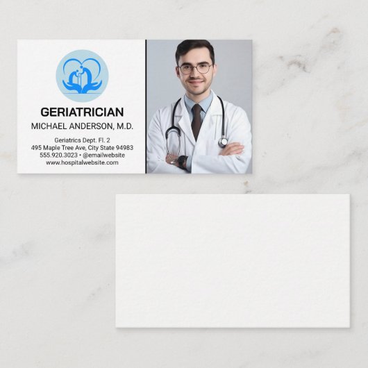 Male Doctor in Lab Coat | 宝石商 名刺 (正面/裏面)