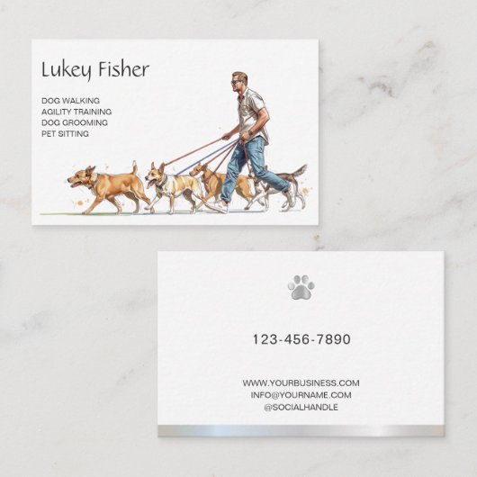 Male Dog Walker, Trainer, Obedience, Agility 名刺 (正面/裏面)