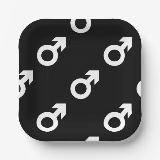 male gender symbol black white ペーパープレート (正面)