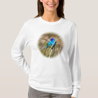 Male Indigo Bunting Songbird L/S T-Shirt Tシャツ