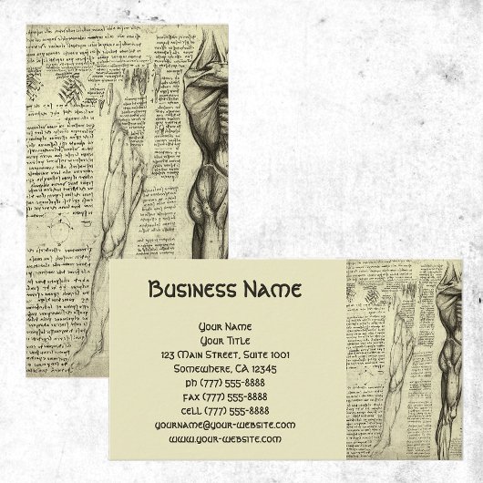 Male Muscle Anatomy Sketch by Leonardo da Vinci 名刺